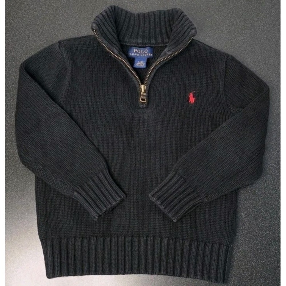 Polo Ralph Lauren Quarter Zip Sweater 4T Black Winter Kids Boys Pullover